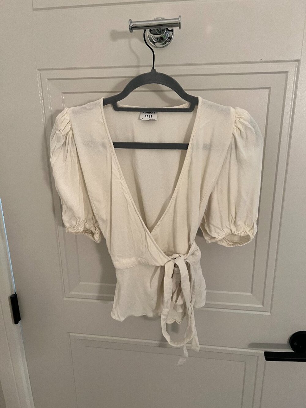 Aritzia Cream Wrap Top
